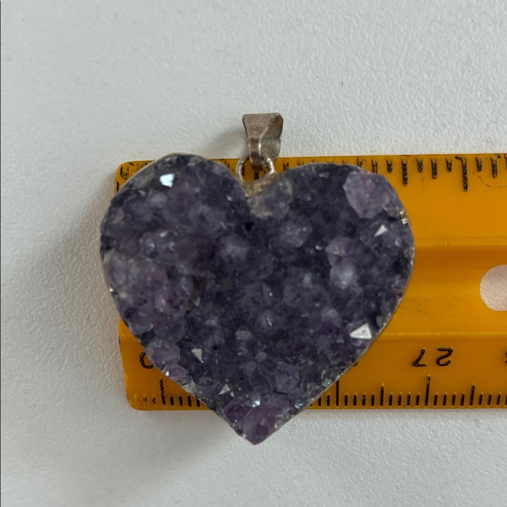 Amethyst geode heart pendant